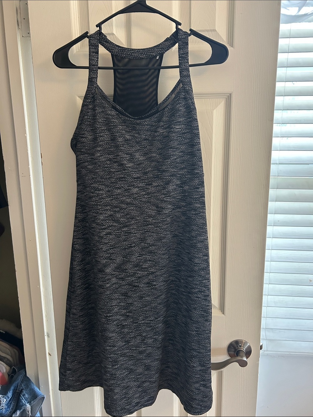 MPG Black & Gray Heather Racerback Mini Dress with Mesh Back